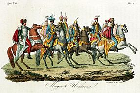 Archivo:Hungarian knights, Illustration for Il costume antico e moderno by Giulio Ferrario 1831 (4)