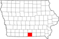 Map of Iowa highlighting Wayne County