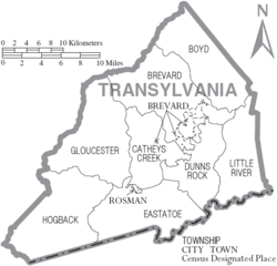 Archivo:Map of Transylvania County North Carolina With Municipal and Township Labels