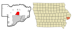 Scott County Iowa Incorporated and Unincorporated areas Eldridge Highlighted.svg