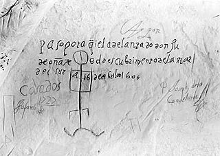Archivo:1605 "graffiti" on Inscription Rock, by Juan de Oñate