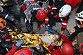 A child taken alive from a building destroyed by earthquake