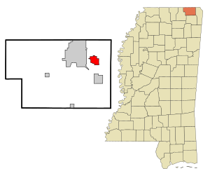 Archivo:Alcorn County Mississippi Incorporated and Unincorporated areas Farmington Highlighted