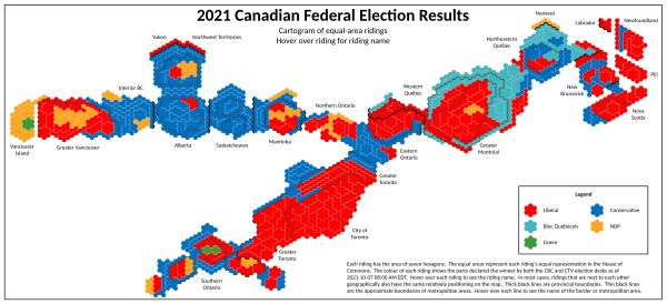 Archivo:Canadian Federal Election Cartogram 2021