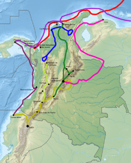 Viajes de los conquistadores en Colombia.