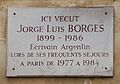 Jorge Luis Borges plaque - rue des Beaux Arts, Paris 6