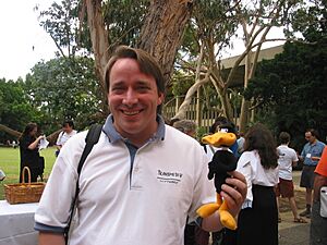 Archivo:Linus Torvalds, 2002, Australian Linux conference