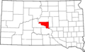 Map of South Dakota highlighting Hughes County