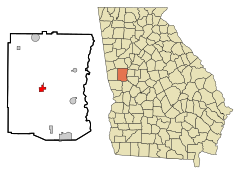 Meriwether County Georgia Incorporated and Unincorporated areas Greenville Highlighted.svg