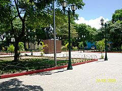 Plaza bolivar y escultura de bolivar en pto.ayacucho-venezuela