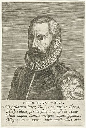 Archivo:Portret van Federico Furio y Ceriol Fridericvs Fvrivs (titel op object) Portretten van beroemde geleerden (serietitel) Vivorum Doctorum de disciplines (serietitel), RP-P-1909-1068