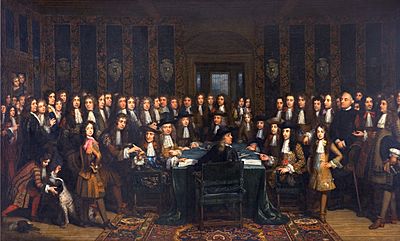 Archivo:Vrede van Nijmegen - De ondertekening van de Vrede tussen Frankrijk en Spanje door Henri Gascard (1635-1701)