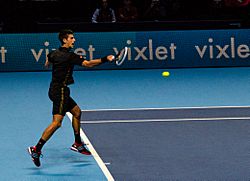 Archivo:2014-11-12 2014 ATP World Tour Finals Novak Djokovic forehand by Michael Frey