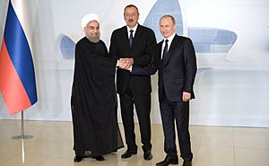 Archivo:Hassan Rouhani, Ilham Aliyev and Vladimir Putin in August 2016