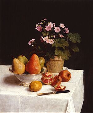 Archivo:Henri Fantin-Latour - Still life (primroses, pears and pomegranates) - Google Art Project