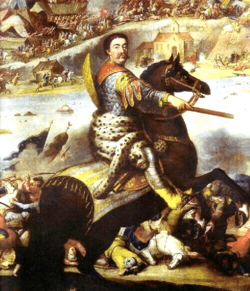Archivo:John III Sobieski in battle of Khotyn 1673