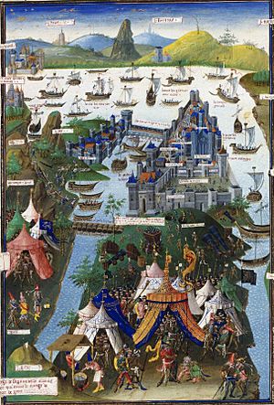 Archivo:Le siège de Constantinople (1453) by Jean Le Tavernier after 1455