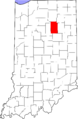 Map of Indiana highlighting Wabash County
