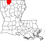 Mapa de Luisiana con la ubicación del Parish Claiborne