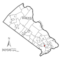 Map of Penndel, Bucks County, Pennsylvania Highlighted.png