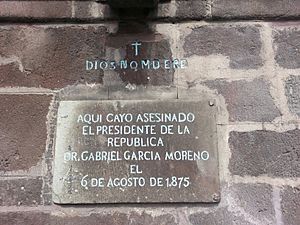 Archivo:Palacio de Carondelet Placa conmemorativa Muerte Garcia Moreno