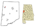 Pickens County Alabama Incorporated and Unincorporated areas Ethelsville Highlighted