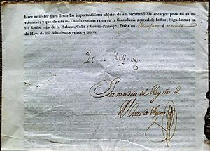 Archivo:Real Despacho del 20 de mayo de 1829 mediante el cual el rey le concedió el título de villa