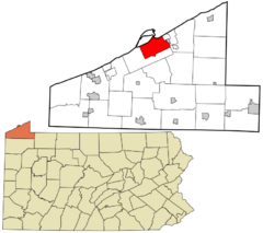Erie County Pennsylvania incorporated and unincorporated areas Erie highlighted.svg