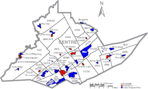 Archivo:Map of Centre County Pennsylvania With Municipal and Township Labels