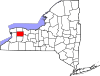 Mapa de Nueva York con la ubicación del condado de Genesee