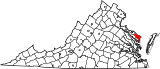 Map of Virginia highlighting Northumberland County.svg