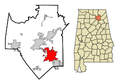 Marshall County Alabama Incorporated and Unincorporated areas Albertville Highlighted.svg