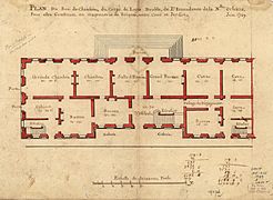 Plan du rez de chaussée, du corps de logis double, de l'intendance de la Nlle Orléans, pour estre construit en maçonnerie de briques, entre cour et jardin-juin 1749. LOC 2011593380