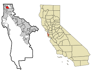 San Mateo County California Incorporated and Unincorporated areas Colma Highlighted.svg