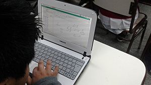 Archivo:Alumno de primaria trabajando con netbook en el aula