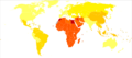 Glaucoma world map - DALY - WHO2002