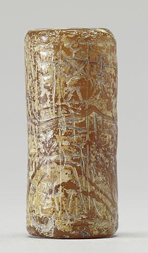 Archivo:Kassite - Cylinder Seal with Human Figures and Inscriptions - Walters 42688 - Side C