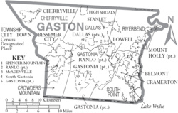 Archivo:Map of Gaston County North Carolina With Municipal and Township Labels