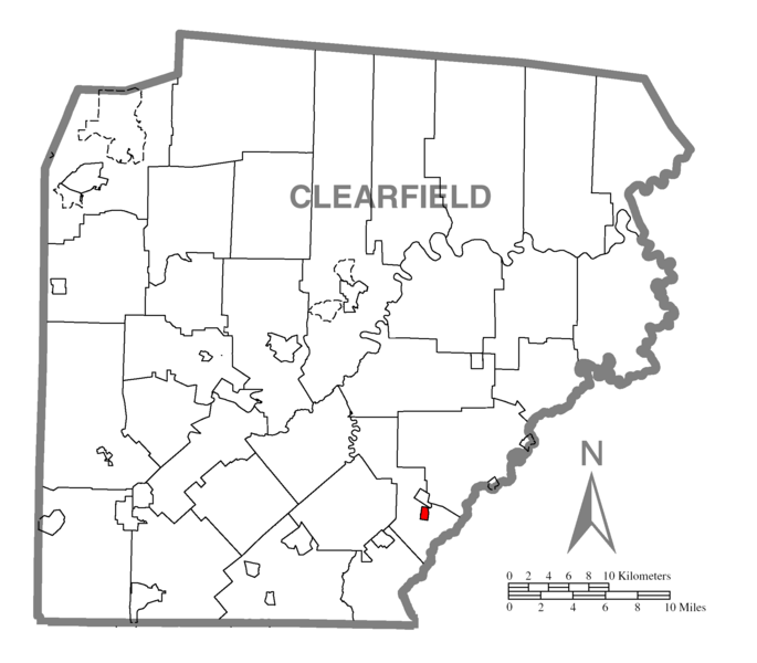 Archivo Map of Houtzdale, Clearfield County, Pennsylvania Highlighted