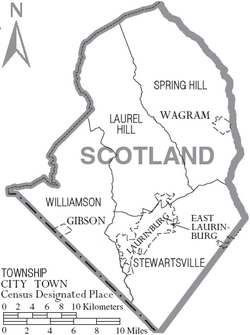 Archivo:Map of Scotland County North Carolina With Municipal and Township Labels