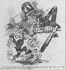 Archivo:Satterfield cartoon about constant revolutions in the Dominican Republic