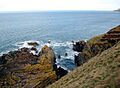 Siccar Point from grass slope
