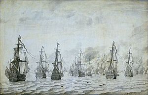 Zeeslag bij Duinkerken 18 februari 1639 (Willem van de Velde I, 1659).jpg