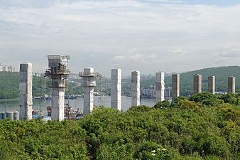Опоры моста на остров Русский 2