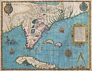 Archivo:1591 De Bry and Le Moyne Map of Florida and Cuba - Geographicus - Florida-debry-1591