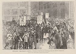 Archivo:1873-02-01, Le Monde illustré, Espagne, Manifestation à Madrid en faveur de l'abolition de l'esclavage dans les colonies espagnoles, Vierge