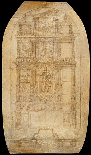 Archivo:Agustí Pujol Ii - Drawing of an Altarpiece of the Virgin of the Rose - Google Art Project