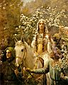 John Collier Queen Guinevre's Maying - Ausschnitt