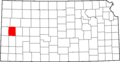 Map of Kansas highlighting Wichita County