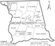 Archivo:Map of Montgomery County North Carolina With Municipal and Township Labels